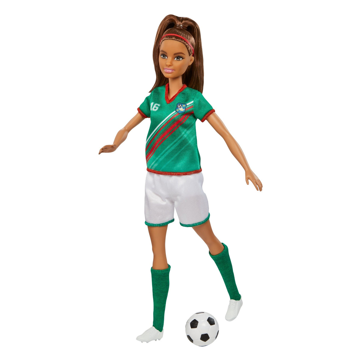Barbie Profissões Boneca Jogadora de Futebol Camisa Verde