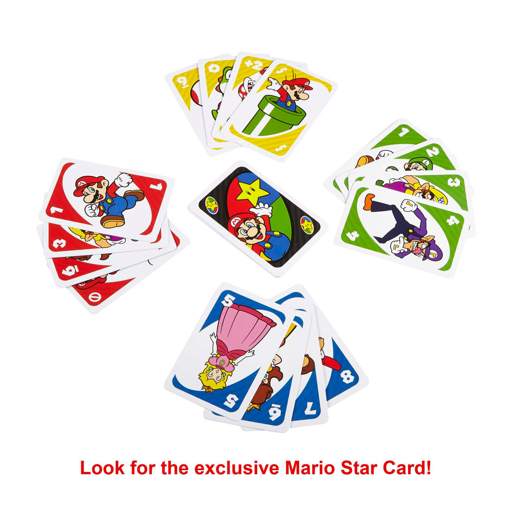 UNO Super Mario Card Game, Video Game Themed Travel Game in Collectible Storage Tin