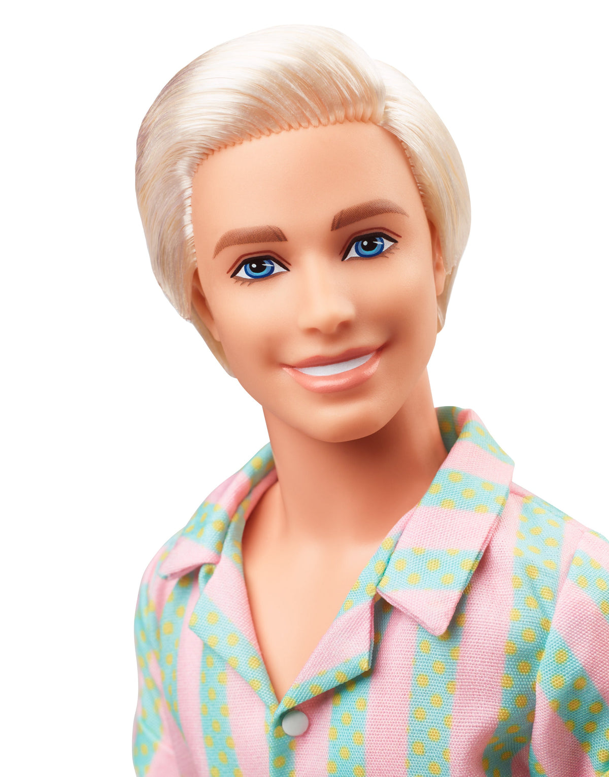 Barbie The Movie Ken Doll Wearing Pastel Striped Beach Matching Set