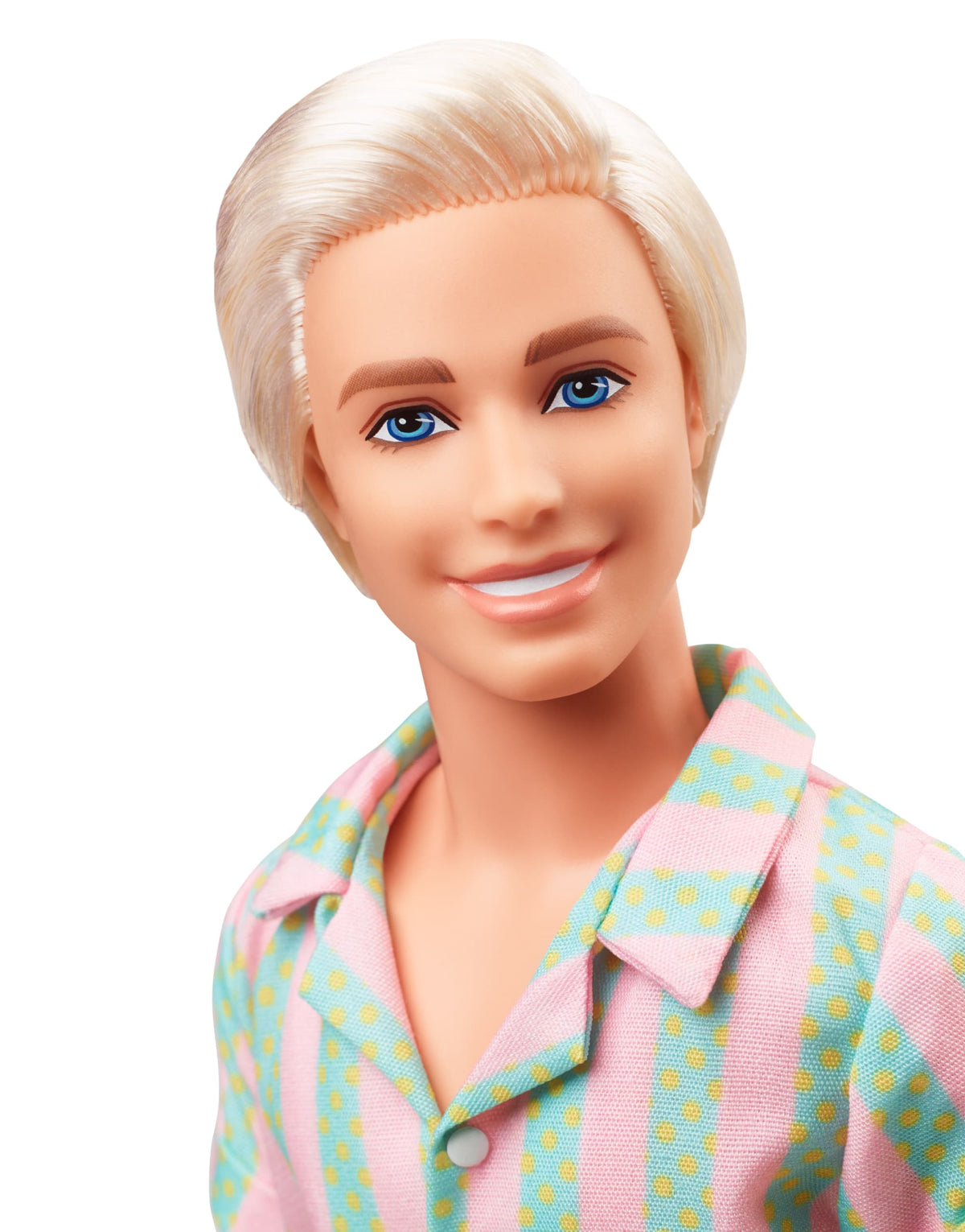 Barbie The Movie Ken Doll Wearing Pastel Striped Beach Matching Set