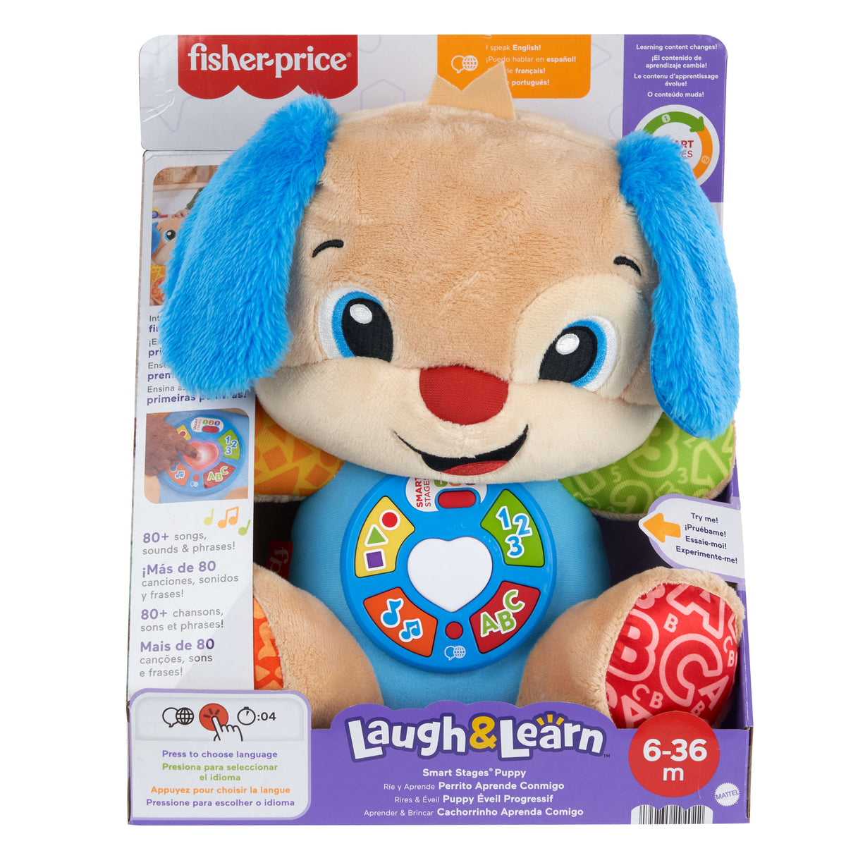 Fisher-Price Laugh & Learn Smart Stages Puppy Plush Baby Musical Learning Toy, Multilanguage Version