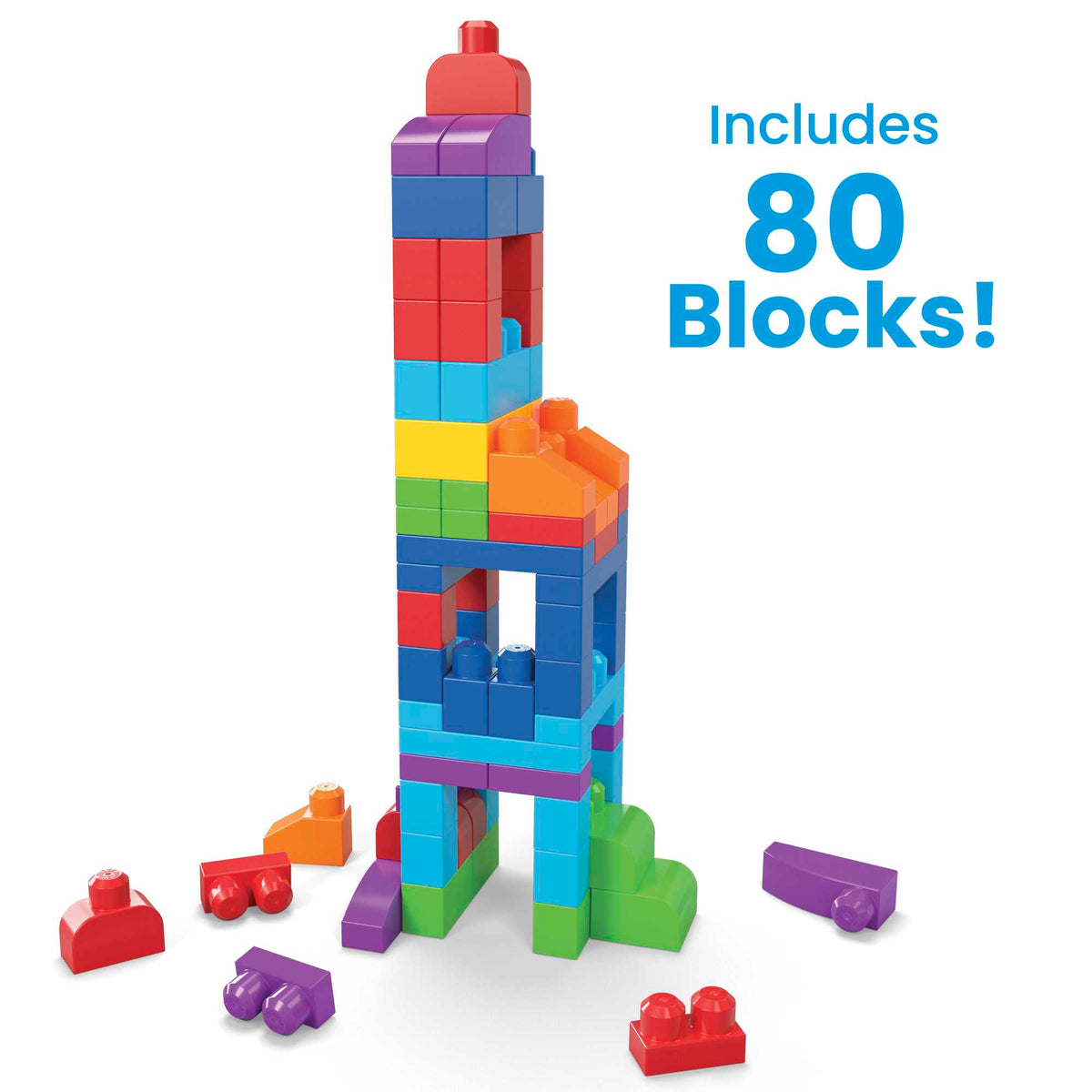 MEGA Bloks Fisher-Price Toy Blocks Blue Big Building Bag With Storage (80 Pieces) For Toddler