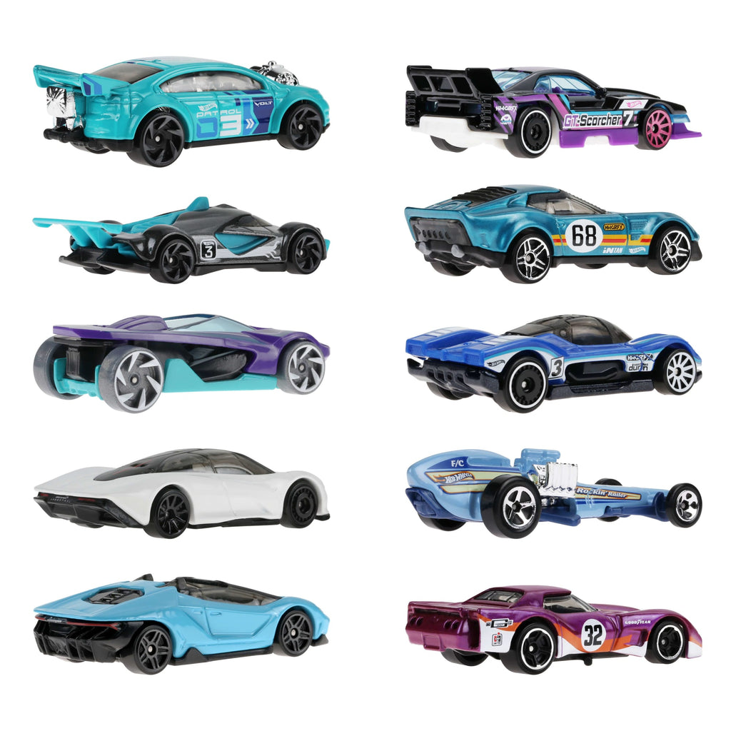 Hot Wheels-Coffret de 10 Voitures de Course