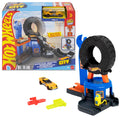 Hot Wheels City Downtown Tire Shop Playset & 1:64 Scale Toy Car, Speed Snap Track Compatible