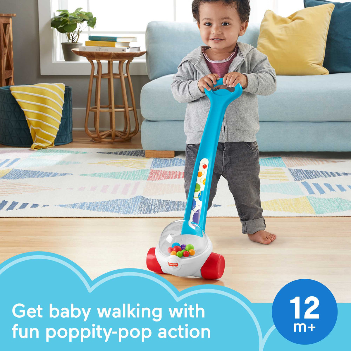 Fisher-Price Corn Popper Blue Push-Along Toy For Baby & Toddlers, 2 Pieces
