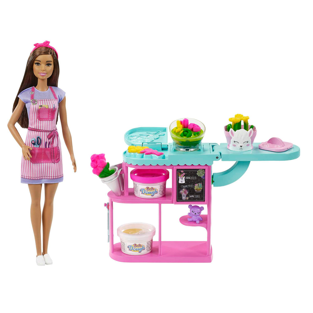 Barbie Florist Playset With Brunette Barbie Doll, Dough, Vases & More, Ages 3 & Up