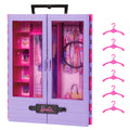Barbie Closet With 6 Hangars, Accessory Features Translucent Doors, Racks & Shelves