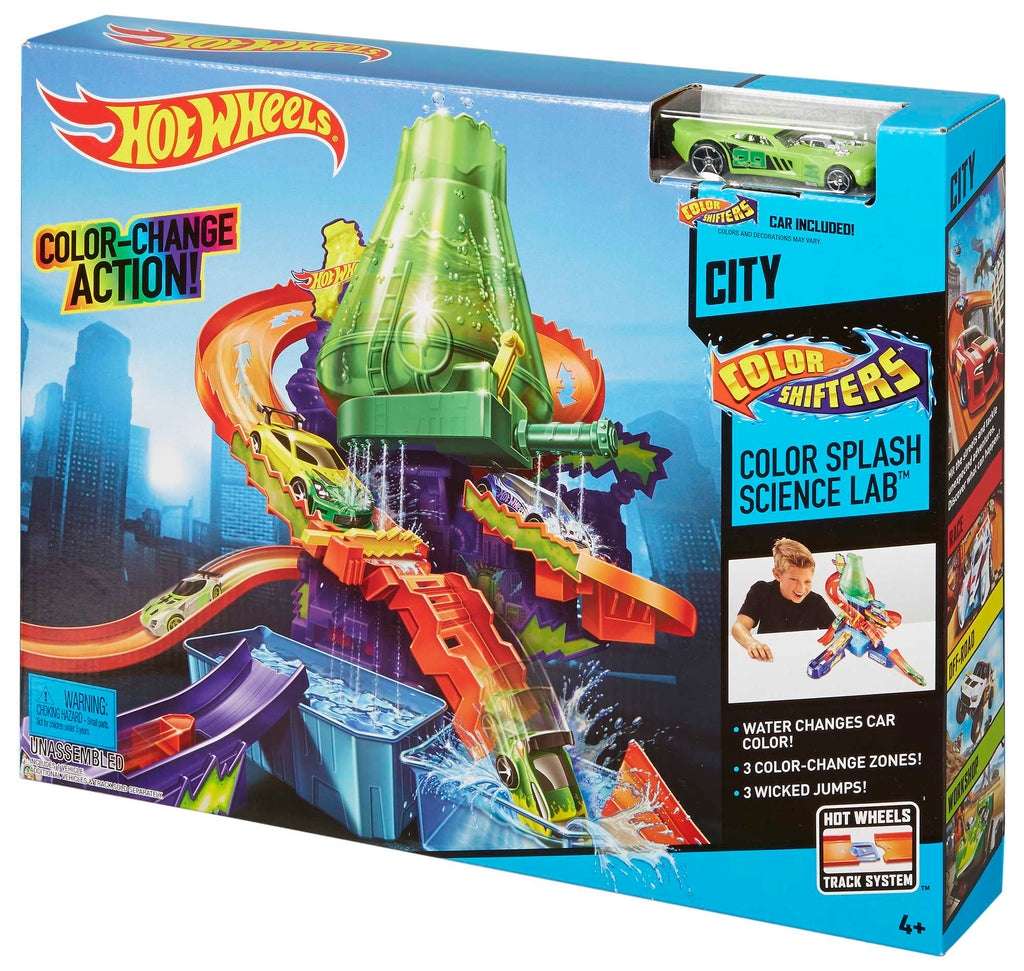 Hot Wheels City Pista de Juguete Color Shifters Laboratorio Científico