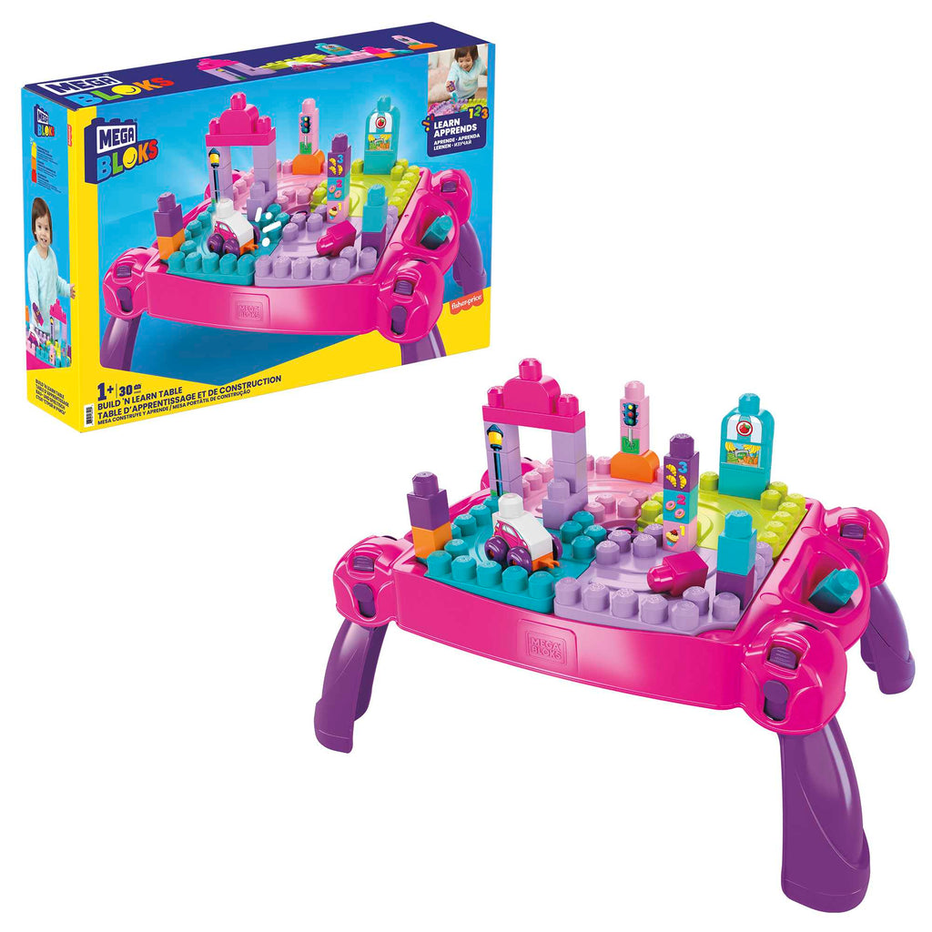 MEGA Bloks First Builders Build ‘n Learn Table Block Toy With Storage (30 Pieces) For Toddler