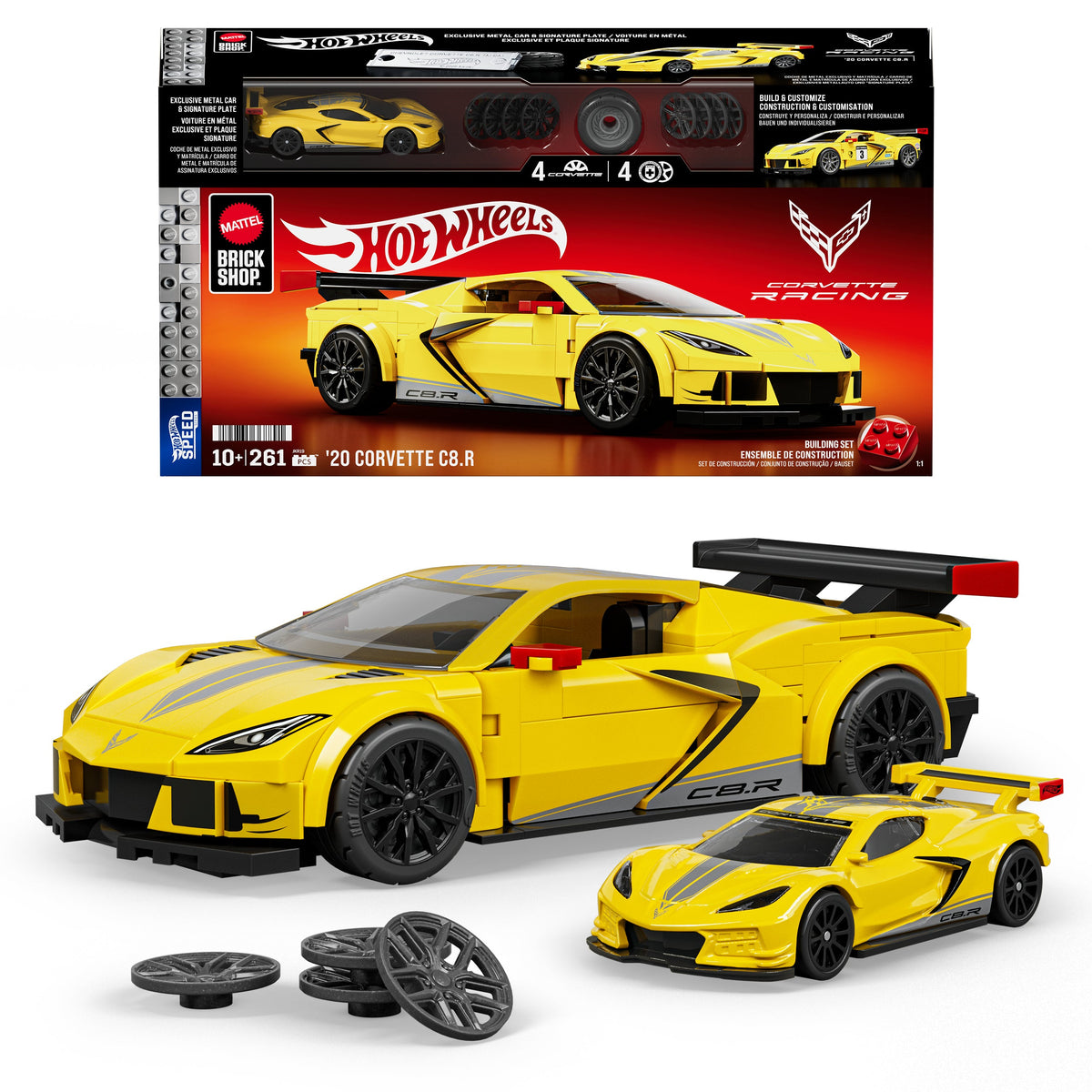Hot Wheels-Coffret de Construction Corvette C8.R de 2020