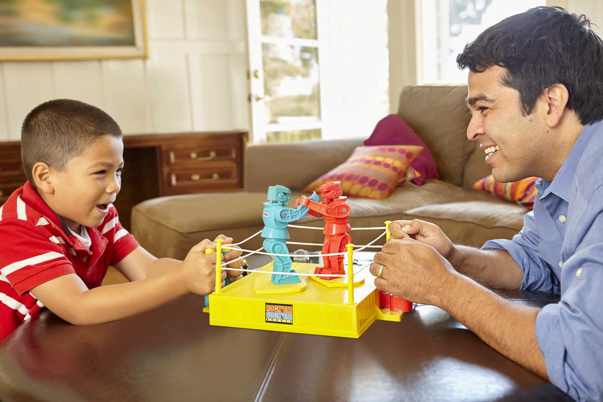 Rock 'Em Sock 'Em Robots Kids Game, Fighting Robots With Red Rocker & Blue Bomber