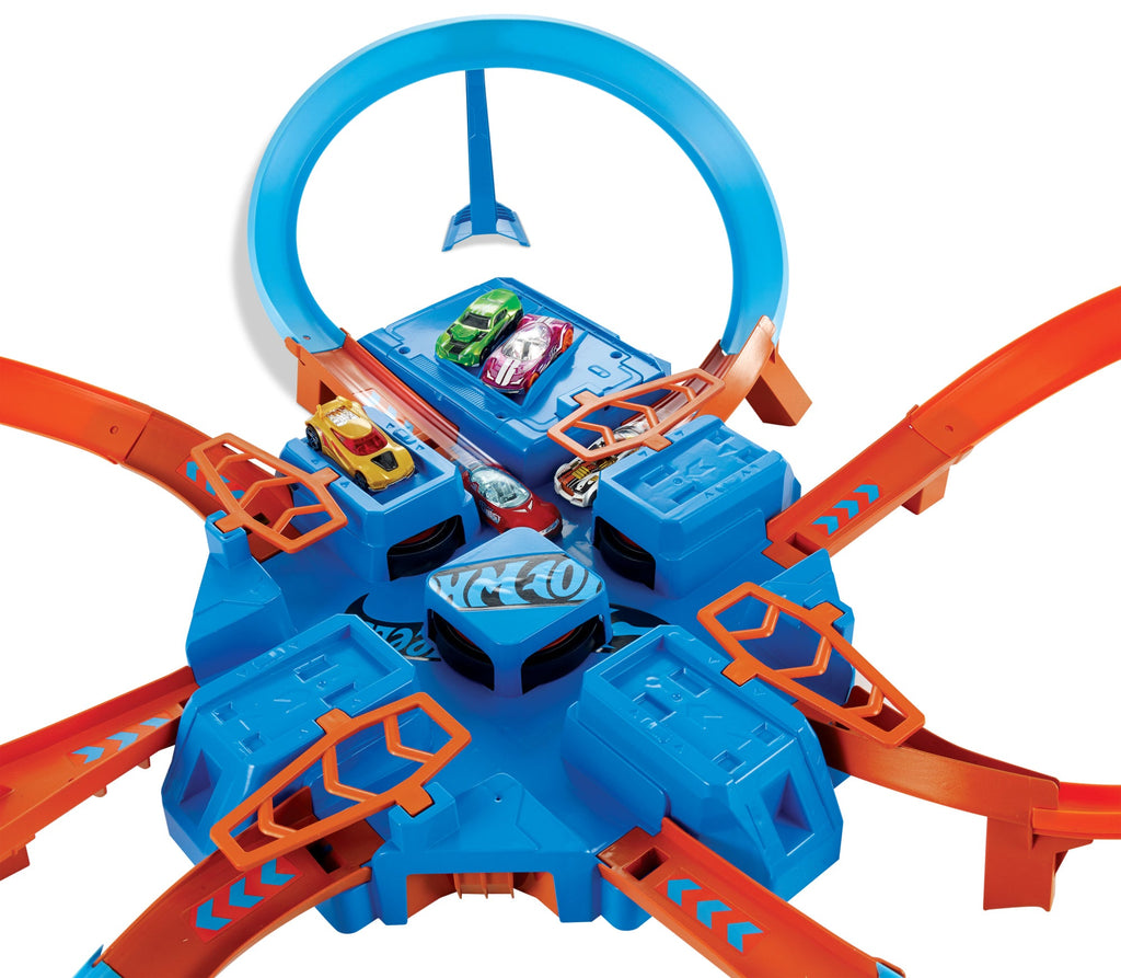 Hot Wheels Track Set With 1:64 Scale Toy Car, Criss-Cross Crash Track With Motorized Booster