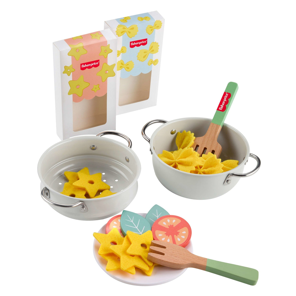 Fisher-Price Brinquedo para Bebês Kit para Preparar Macarrão de Madeira