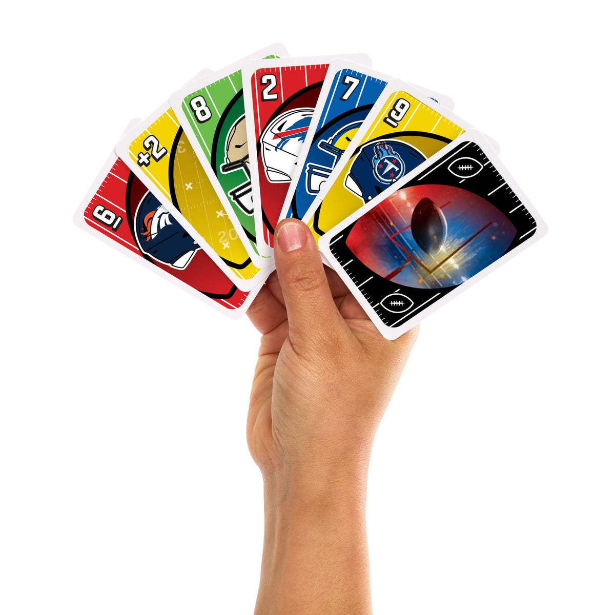 UNO NFL Card Game in Storage & Travel Tin For Kids, Adults & Family Night, Features All 32 NFL Teams