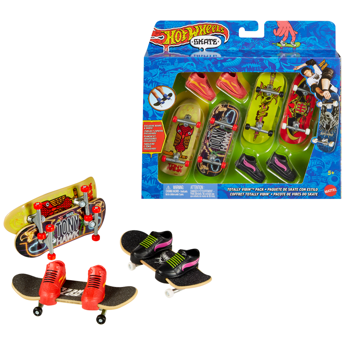 Hot Wheels Skate Veículo de Brinquedo Pacote de Skateboards com Tênis Variado
