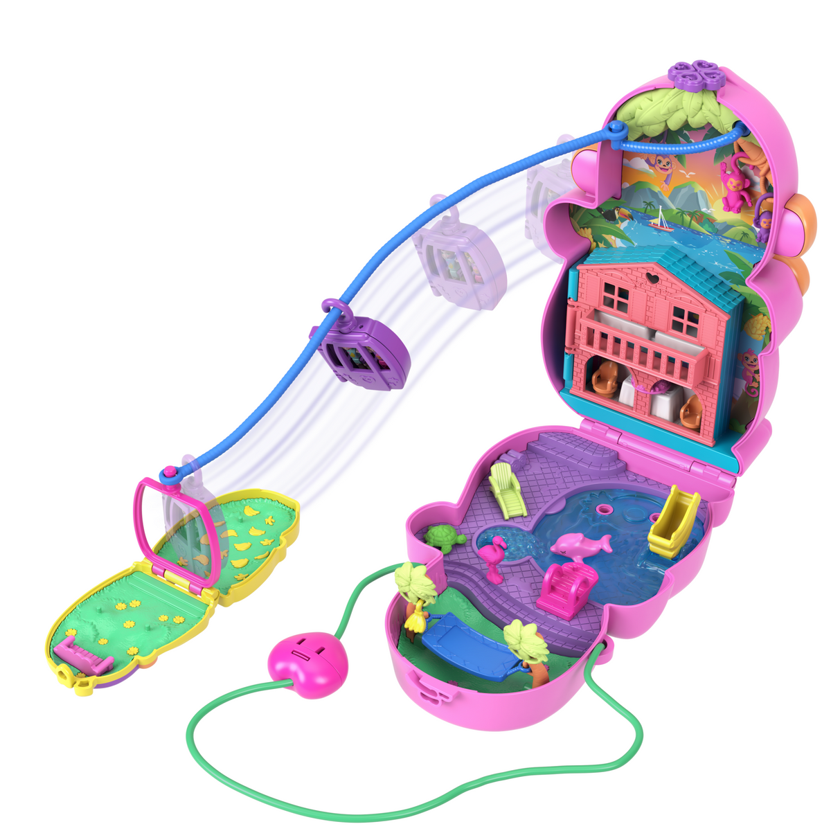 Polly Pocket Conjunto de Brinquedo Compacto Mundo Surpresa Mamãe Macaca e seu Bebê