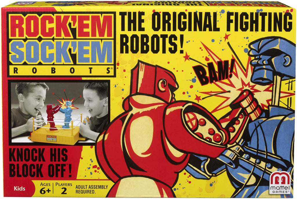 Rock 'Em Sock 'Em Robots Kids Game, Fighting Robots With Red Rocker & Blue Bomber