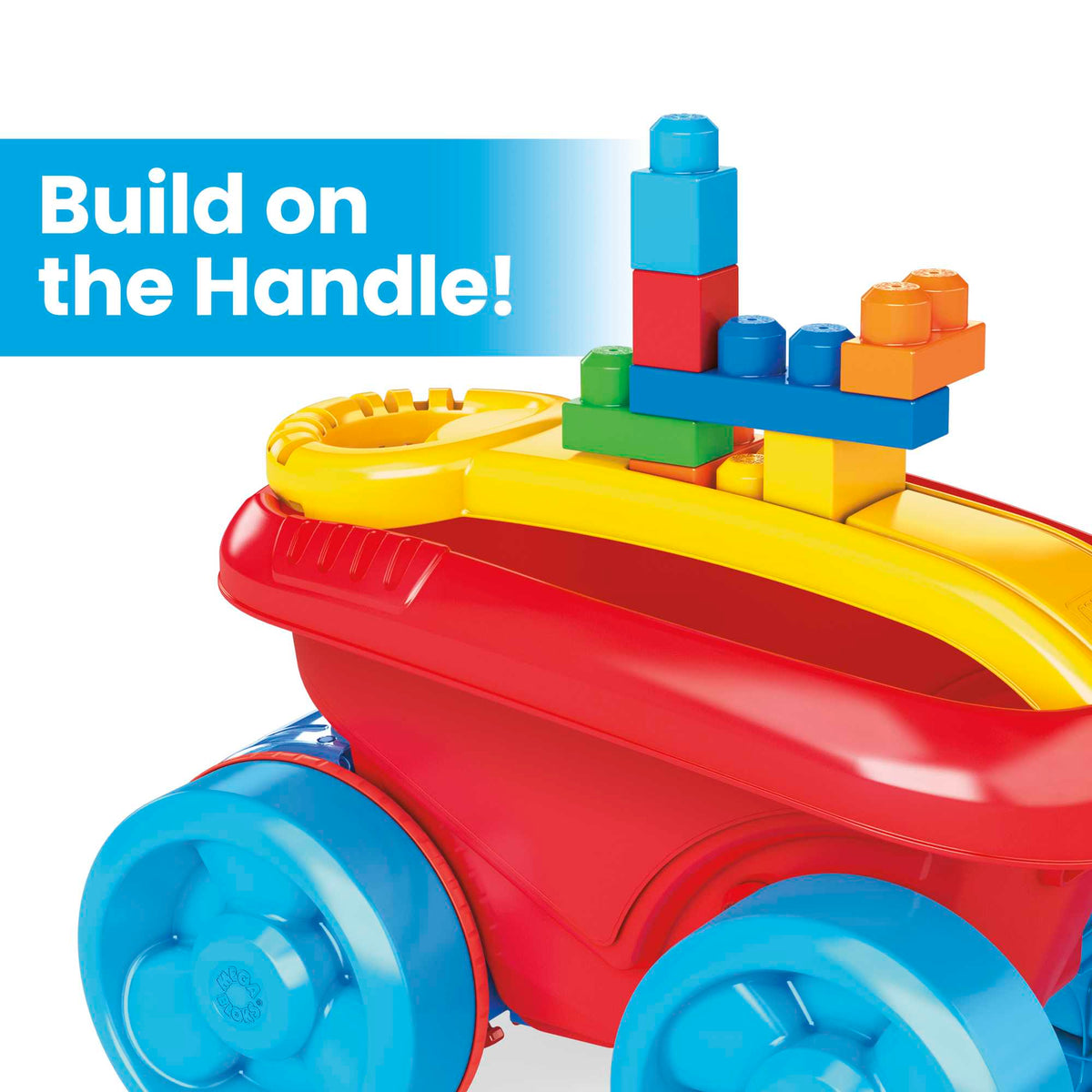 MEGA BLOKS Fisher Price Blue Block Scooping Wagon Building Toy (21 Pieces) For Toddler