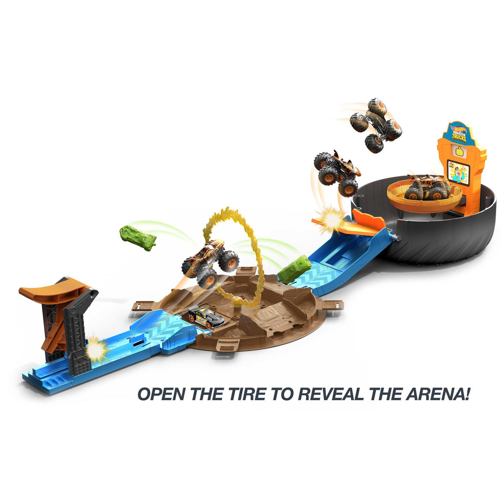 Hot Wheels Monster Trucks Stunt Tire Playset, Gift For Kids 4 To 8 Years Old