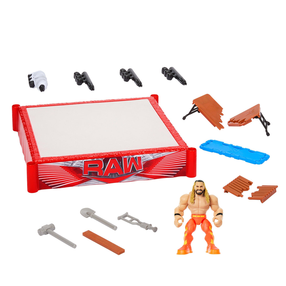 WWE Knuckle Crunchers Rebound Ring & Action Figure, Playset With Seth Rollins Mini Figure