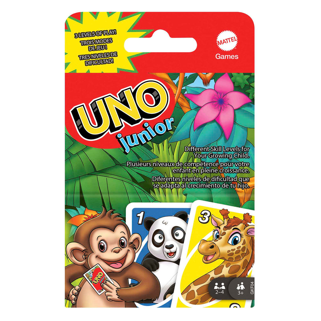 UNO Junior Card Game For Kids With Simple Rules & Animal Matching For 2-4 Players