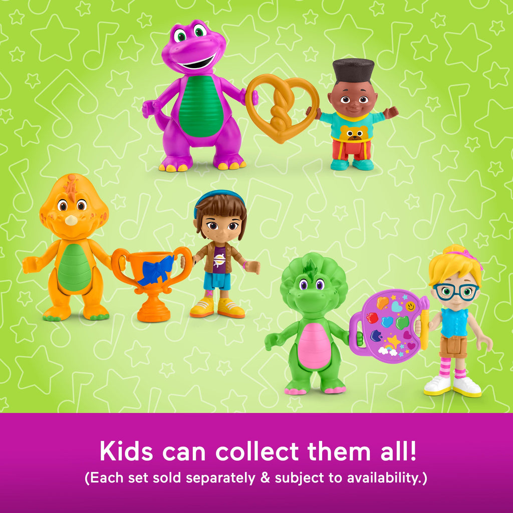Fisher-Price Barney's World Barney's Friend David & Barney Figure Set For Kids, 3 Toys