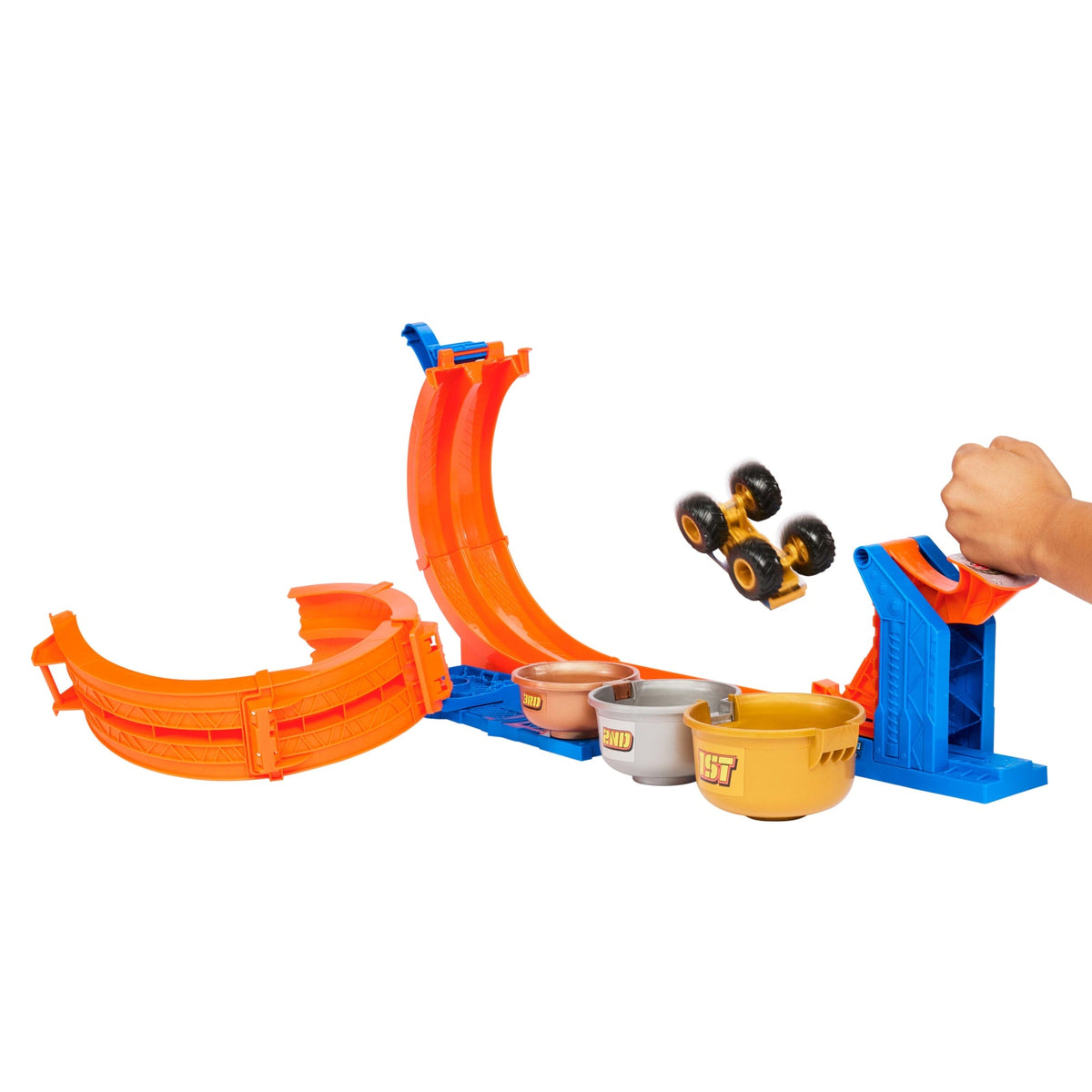 Hot Wheels Monster Trucks Pista de Brinquedo Troféu Bigfoot Giros Extremos