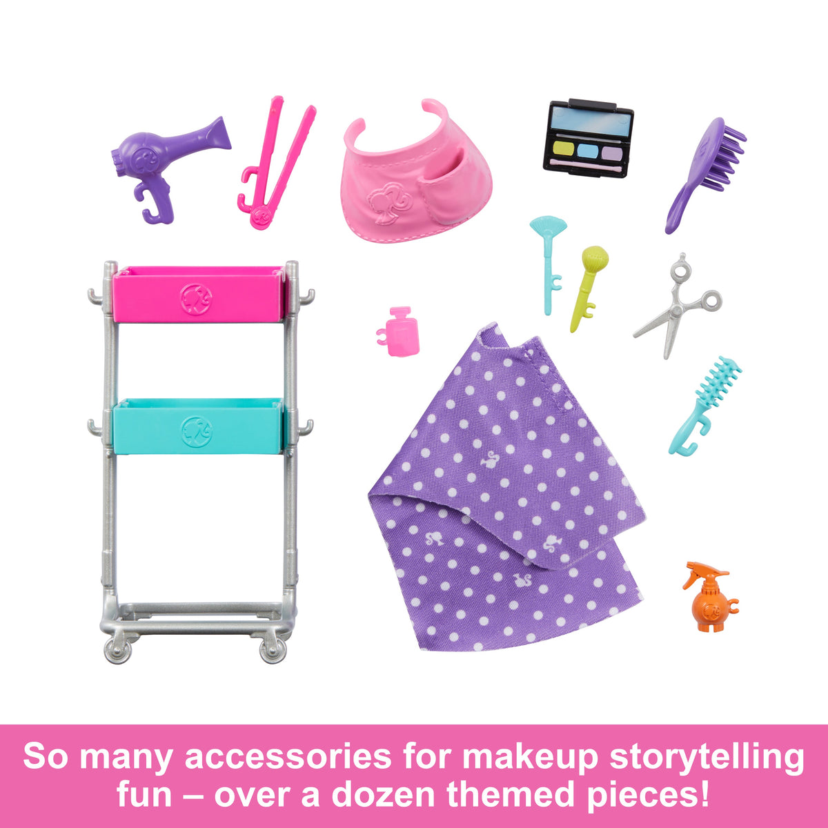 Barbie “Malibu” Stylist Doll & 14 Accessories Playset, Hair & Makeup Theme With Puppy & Styling Cart