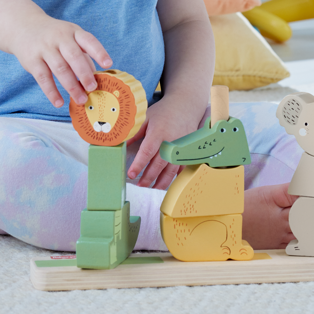 Fisher-Price Brinquedo para Bebês Animais Empilháveis de Madeira