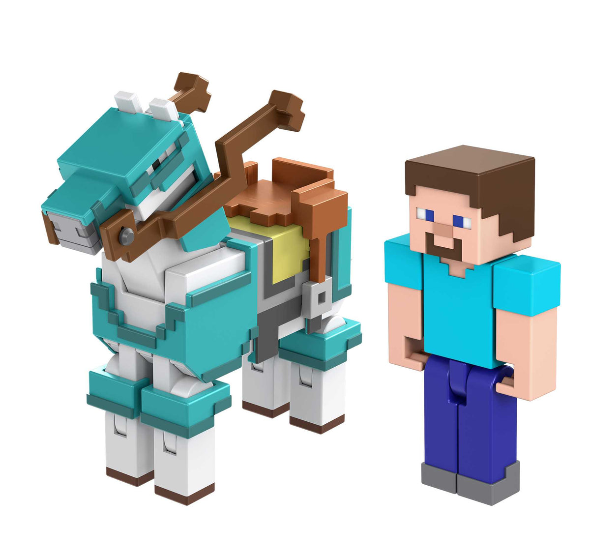 Minecraft Steve et Son Cheval en Diamant
