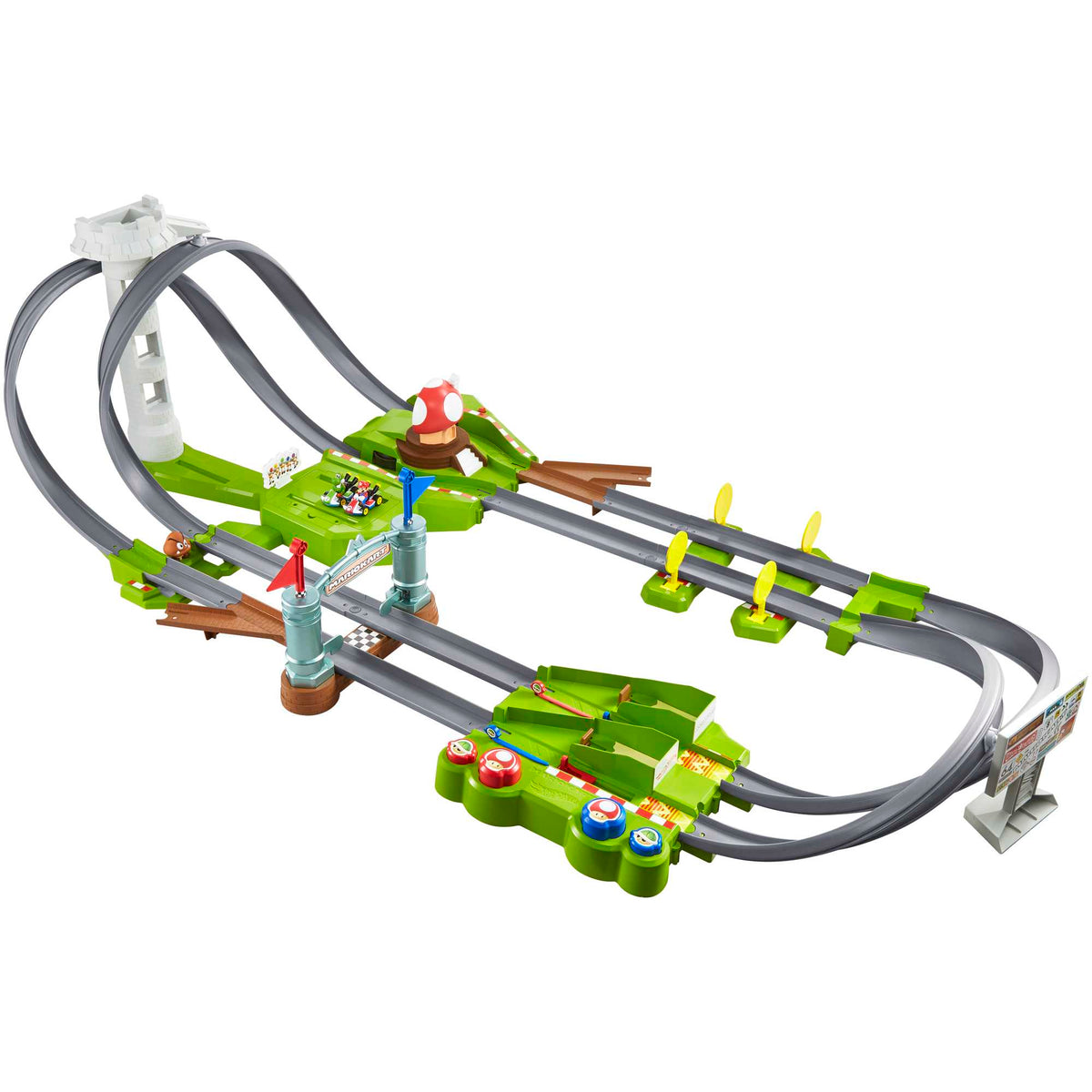 Hot Wheels Mario Kart Circuit Track Set & 2 Mario & Yoshi Karts Vehicles