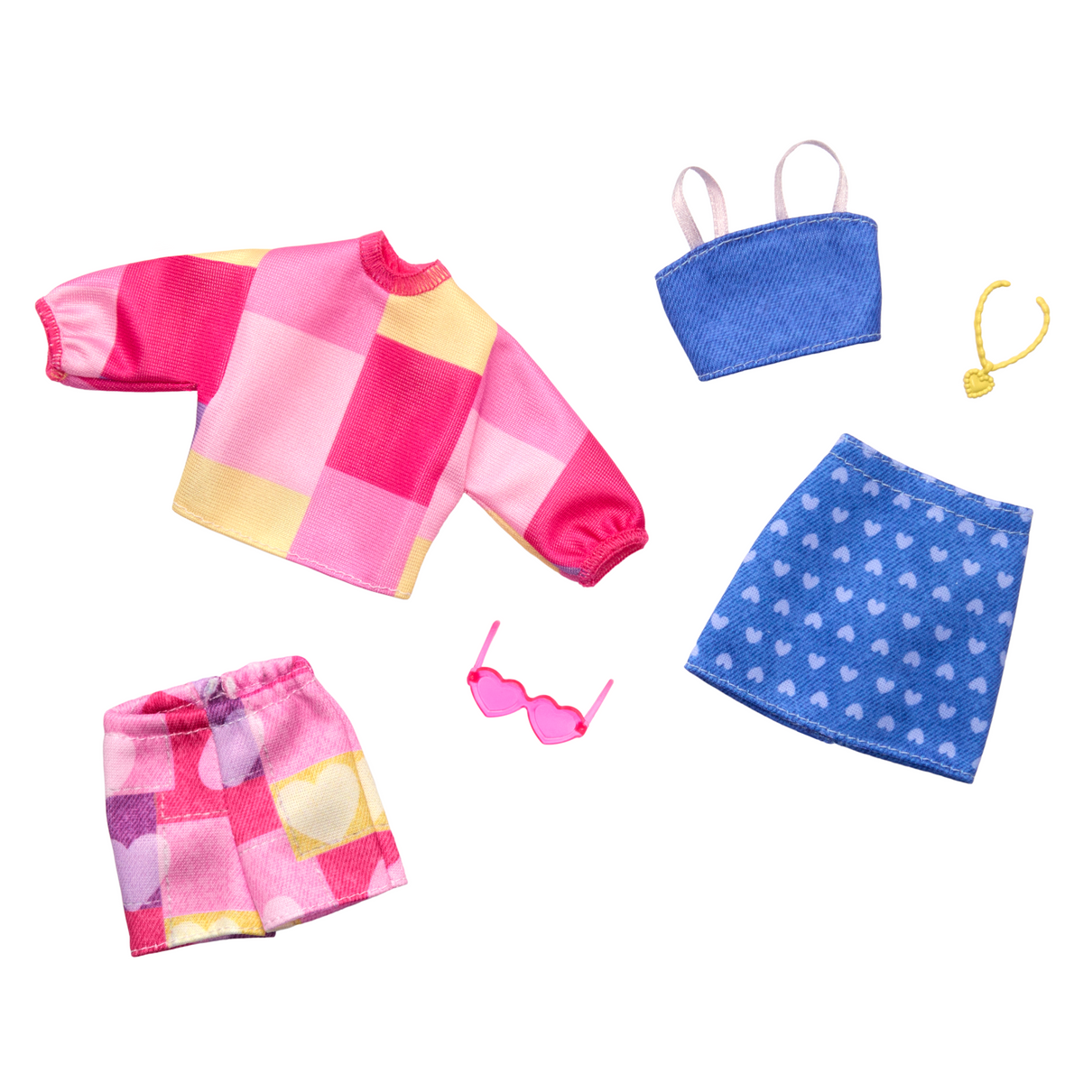 Barbie Tenues Coffret de 2 Tenues Rose et Bleu et Accessoires