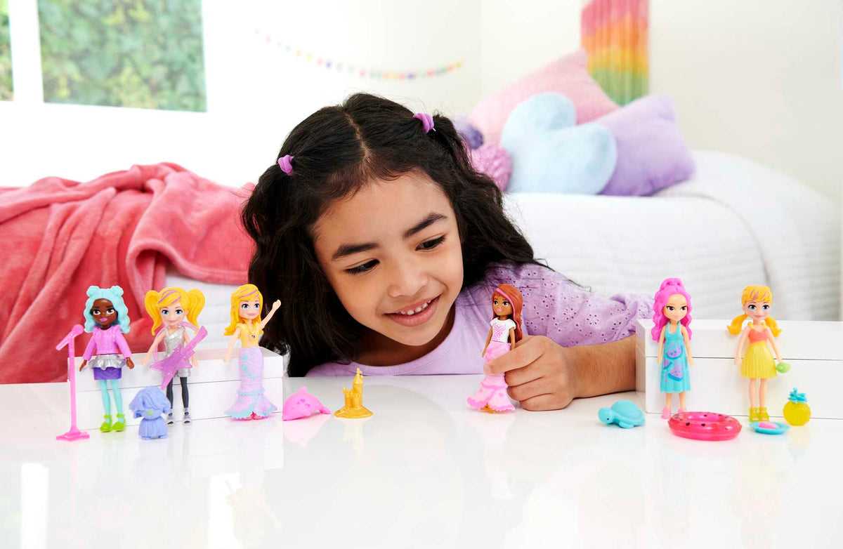 Polly Pocket Conjunto de Brinquedo Pacote de Modas Diversão de Praia Tropical Elemento Surpresa
