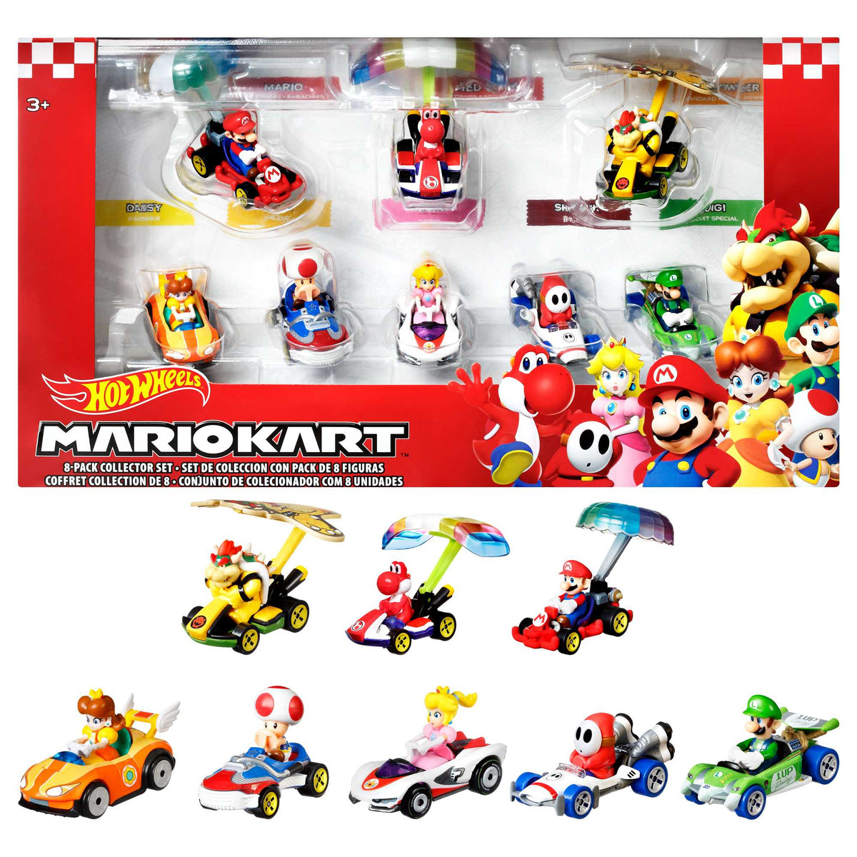 Hot Wheels® Super Mario Véhicules Personnages Coffret de 8