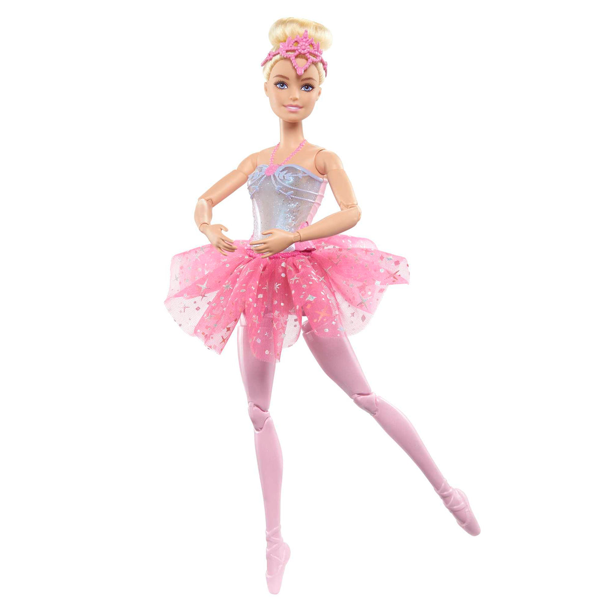 Barbie Fantasia Boneca Bailarina Luzes Brilhantes Rosa
