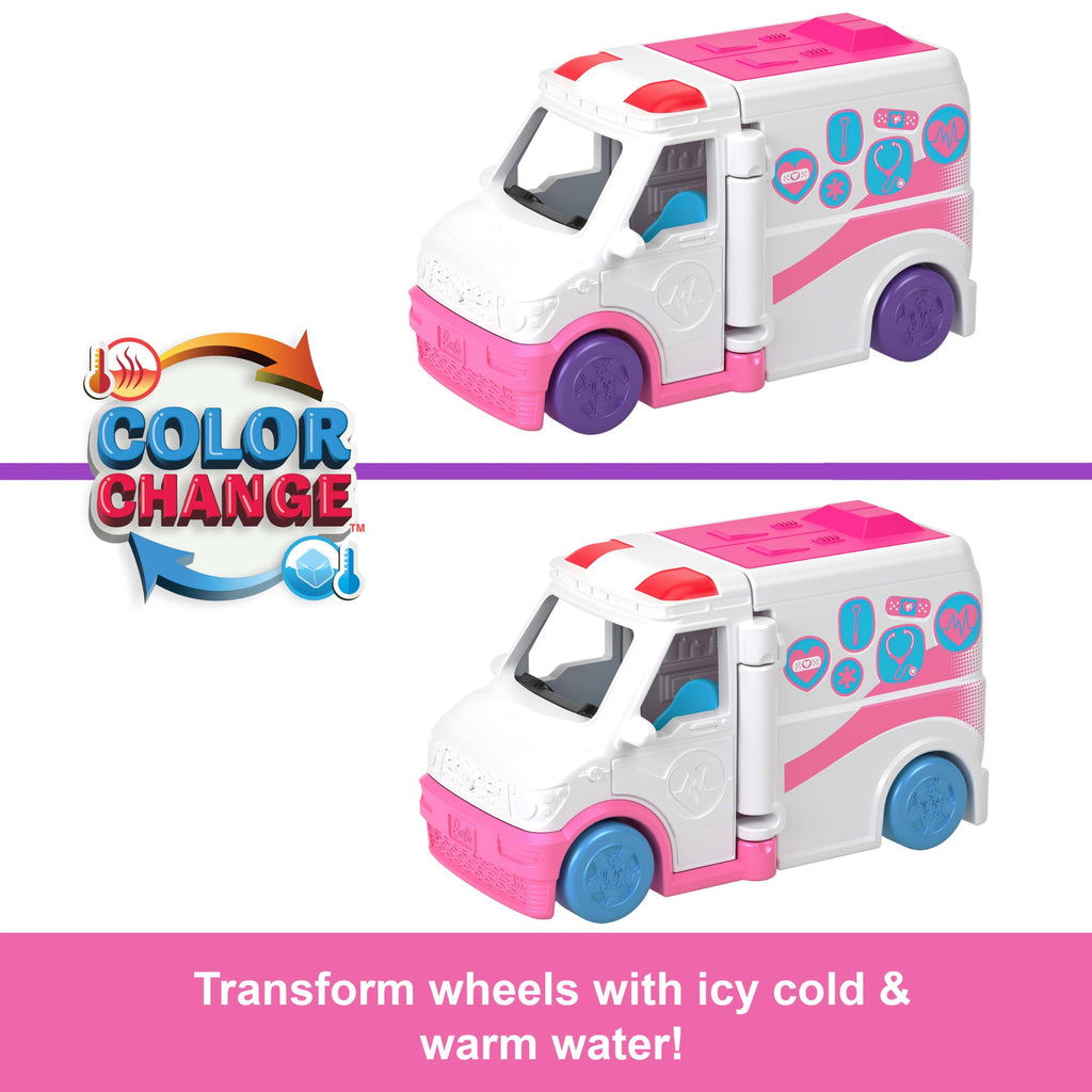 Barbie Mini Barbieland Doll & Vehicle Set With 1.5-inch Doll, Color-Change Care Clinic