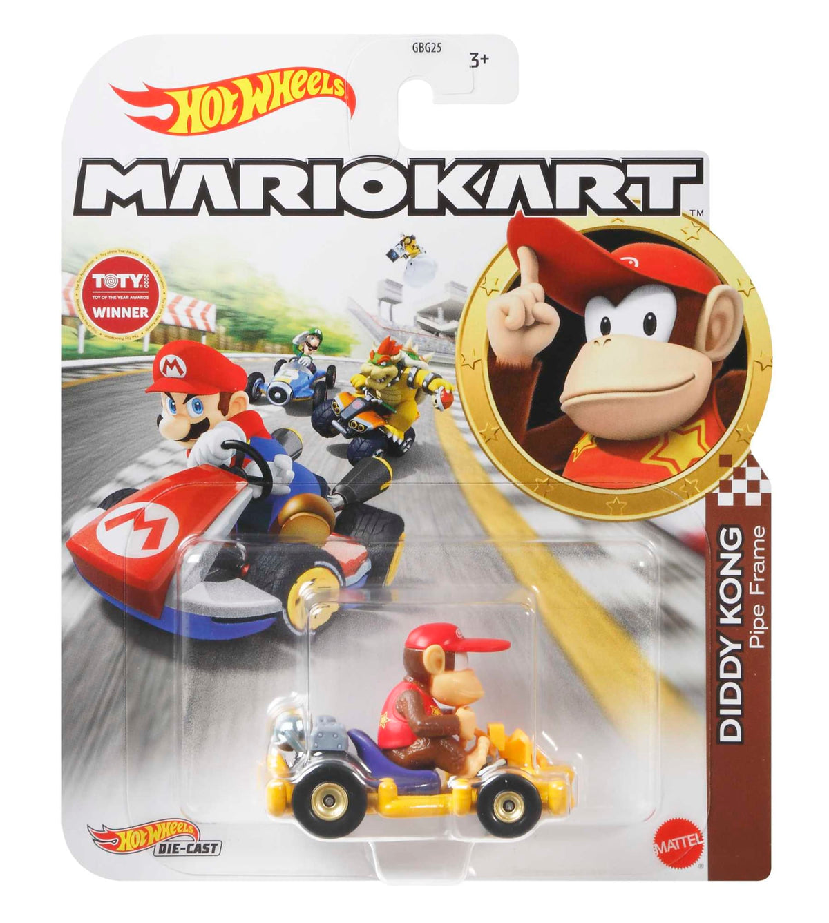 Hot Wheels Mario Kart Vehículo de Juguete Diddy Kong Pipe Frame