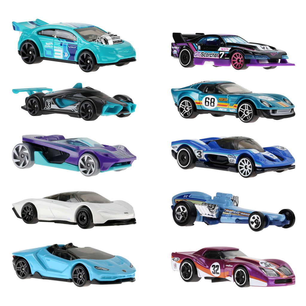Hot Wheels-Coffret de 10 Voitures de Course