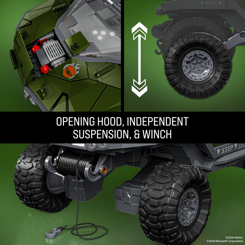 Mattel Brick Shop Hot Wheels Halo UNSC M12 Warthog Building Toy Kit (935 Pieces), For Collectors
