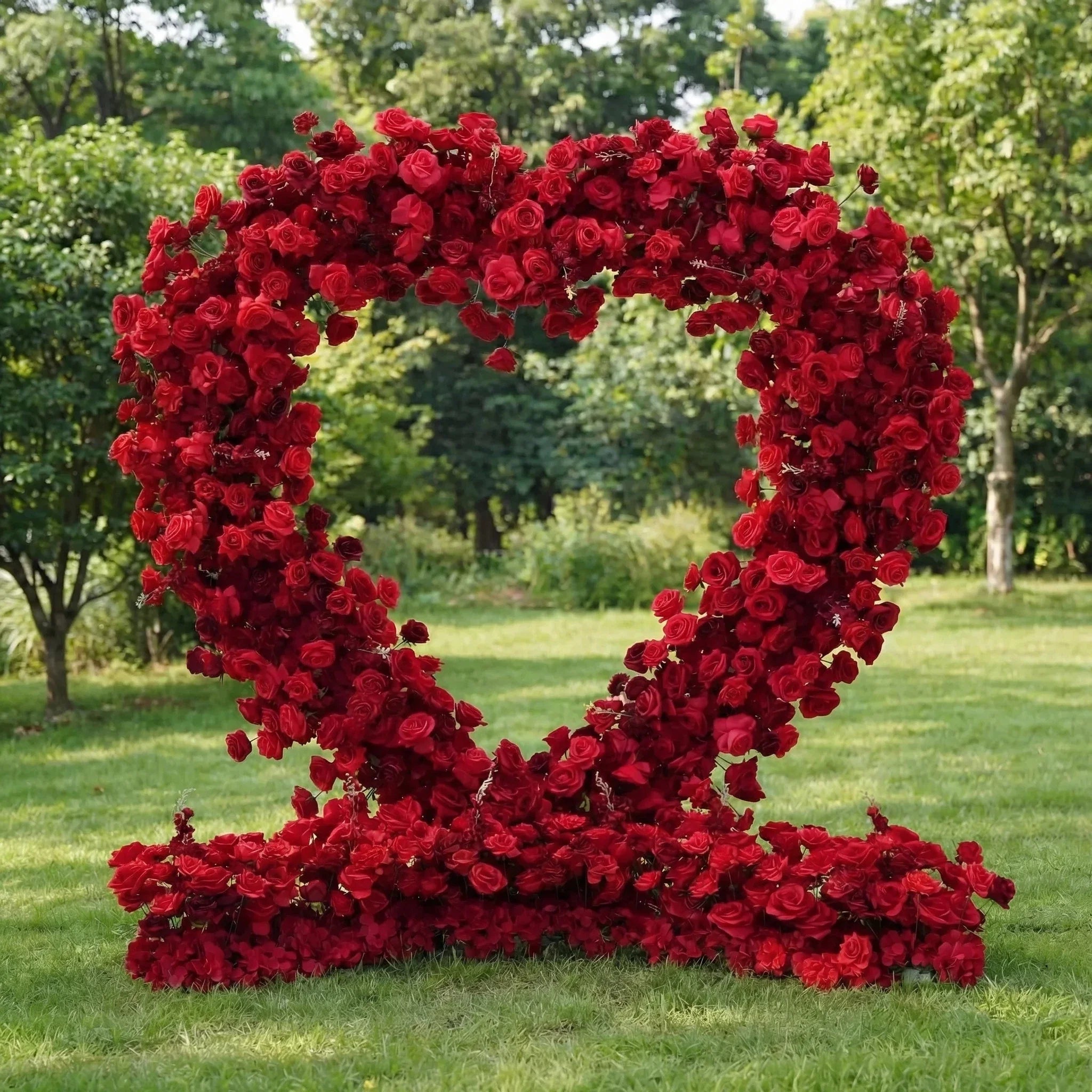 ValarFlowers Red Rose Heart - Shaped Floral Backdrop: A Romantic Proposal & Event Centerpiece-HA-405
