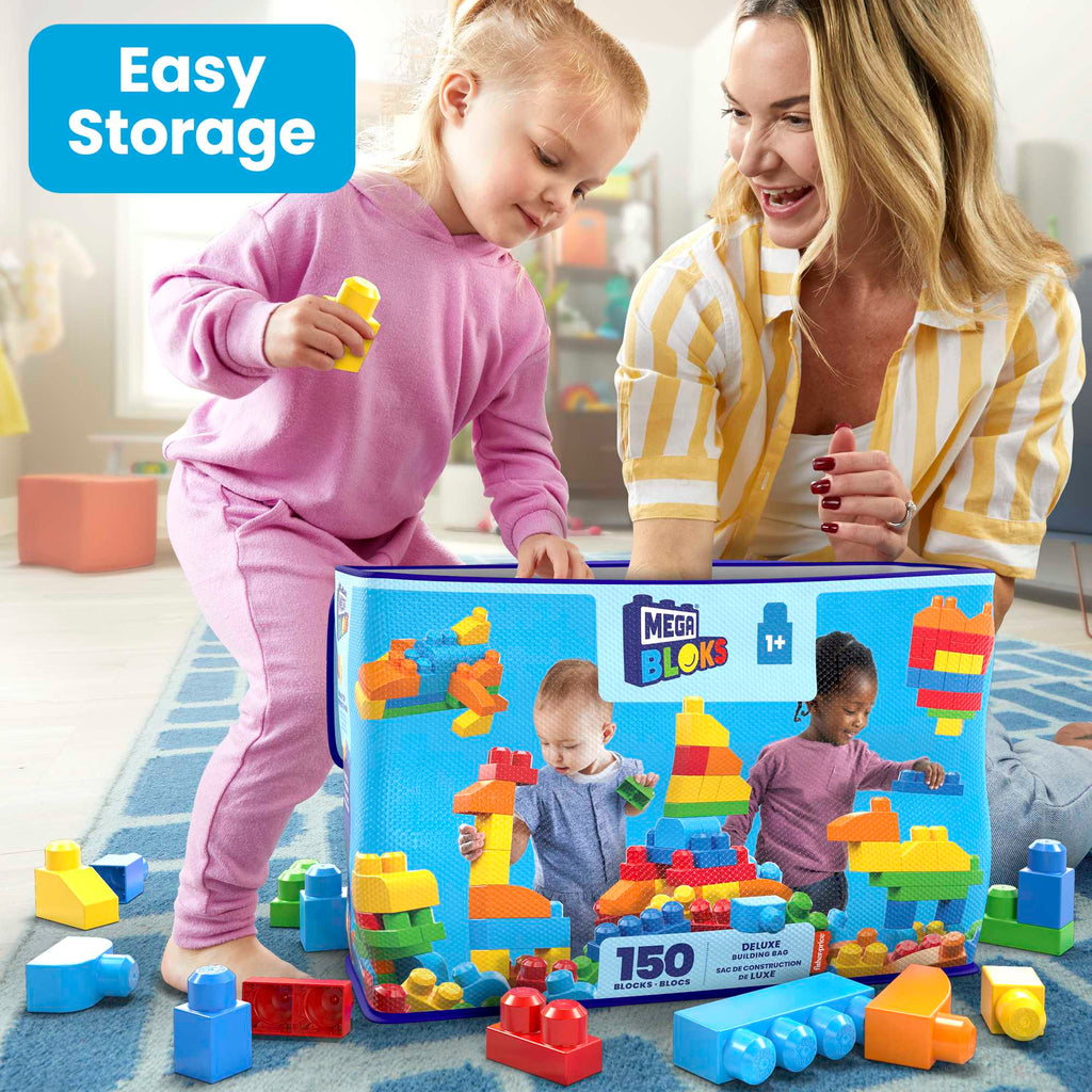 MEGA BLOKS First Builders Deluxe Building Bag Toy Blocks With Storage Bag (150 Pieces) For Toddler