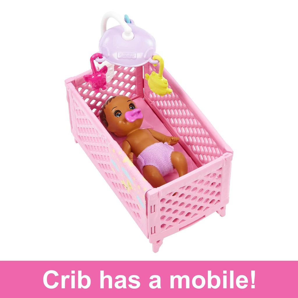 Barbie Skipper Babysitters Playset With Friend Doll, Baby Doll With Sleepy Eyes, Crib And Accessories