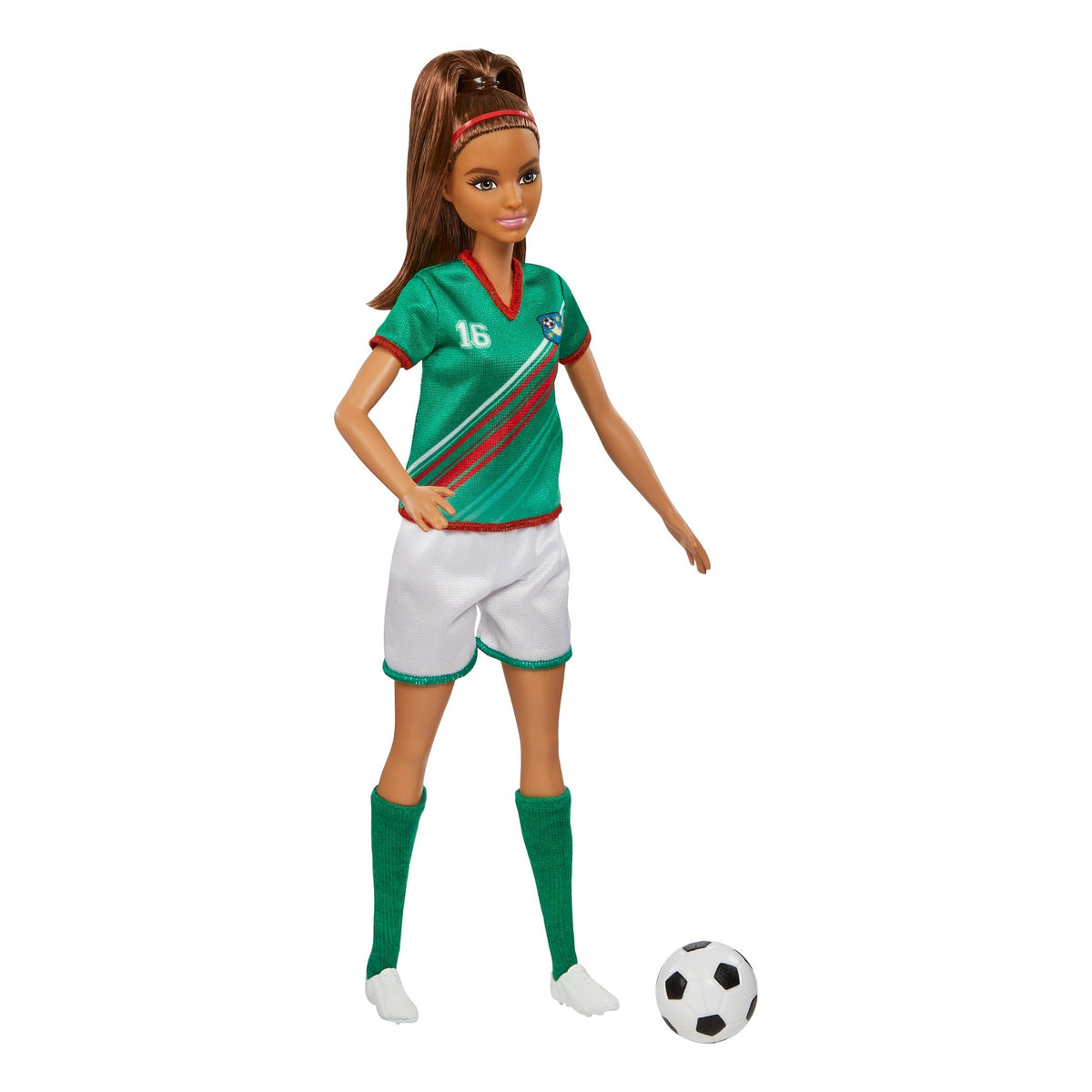 Barbie Profesiones Muñeca Jugadora de Fútbol Playera Verde