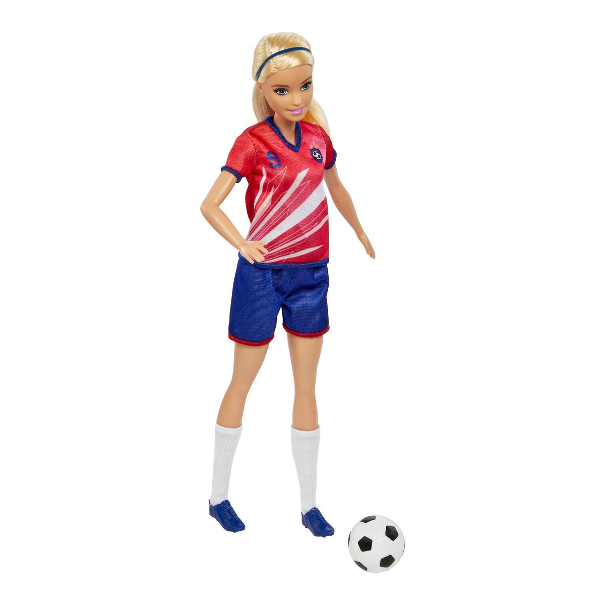 Barbie Profissões Boneca Jogadora de Futebol Camiseta Vermelha