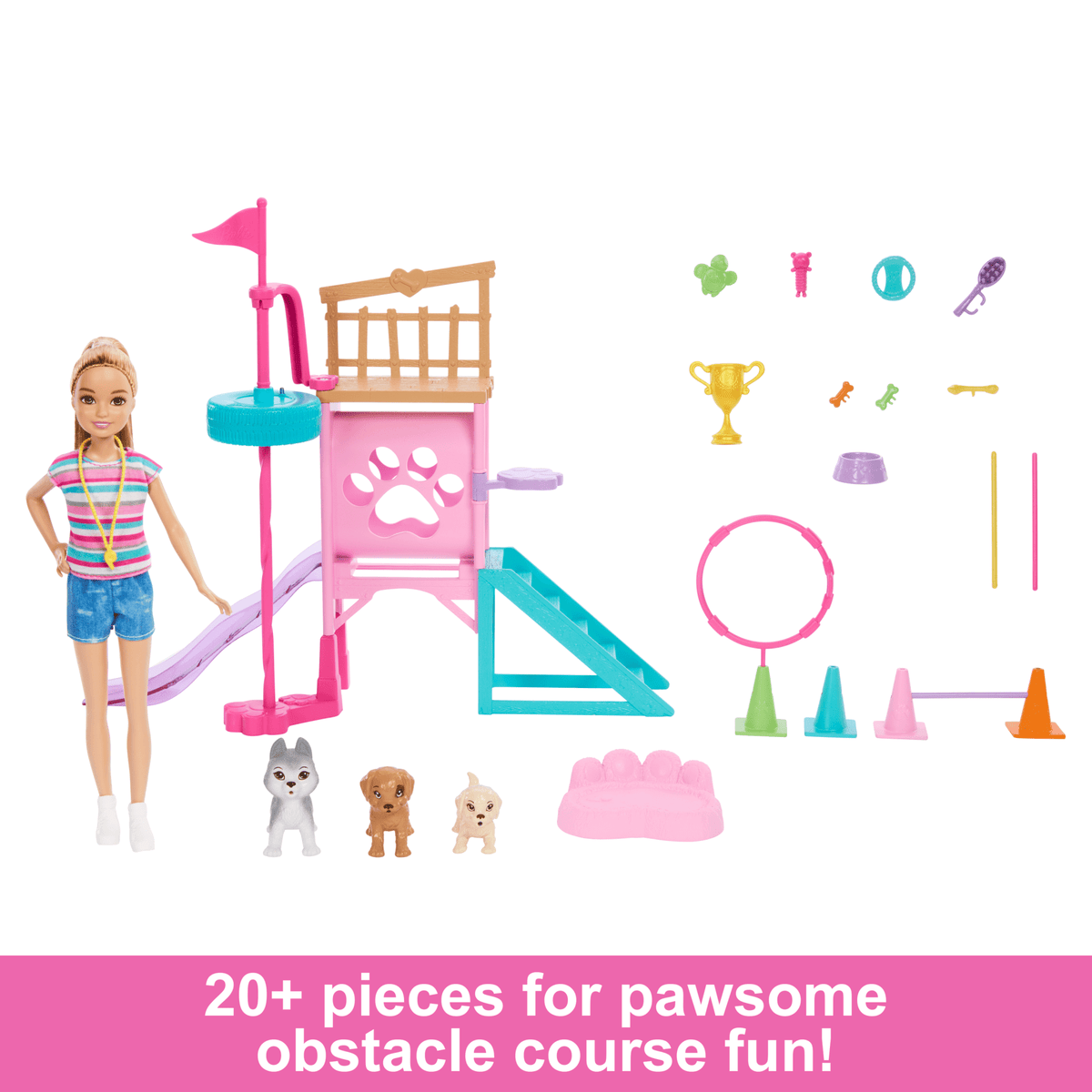 Barbie And Stacie To The Rescue Puppy Playground Playset With Doll, 3 Pet Dog Figures & Accessories