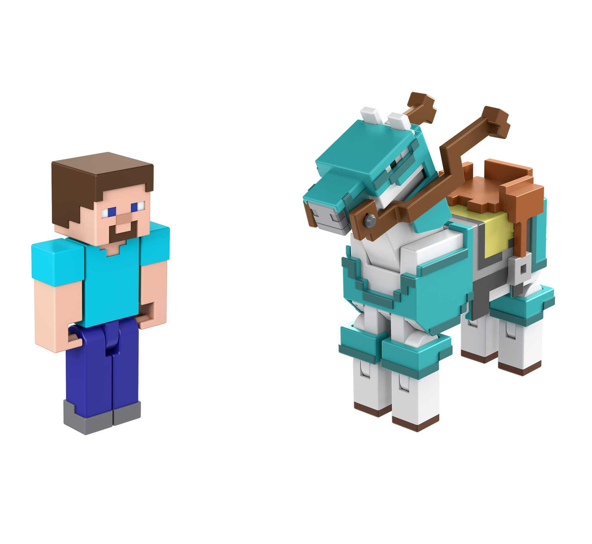Minecraft Steve et Son Cheval en Diamant