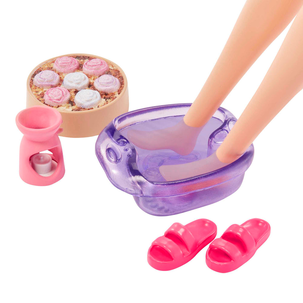 Barbie Self-Care Spa Day Possible Doll in Bathrobe With Puppy And Accessories