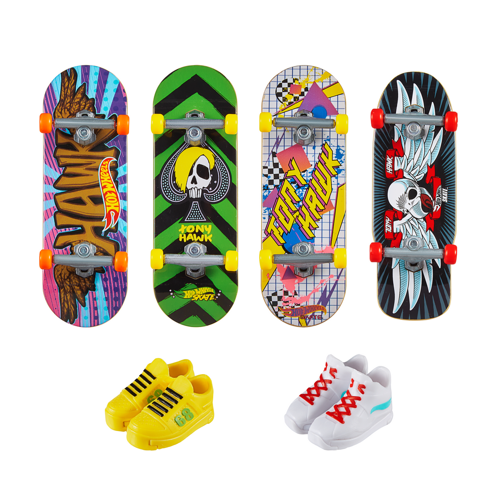 Hot Wheels Skate Veículo de Brinquedo Pacote de Skateboards com Tênis Variado
