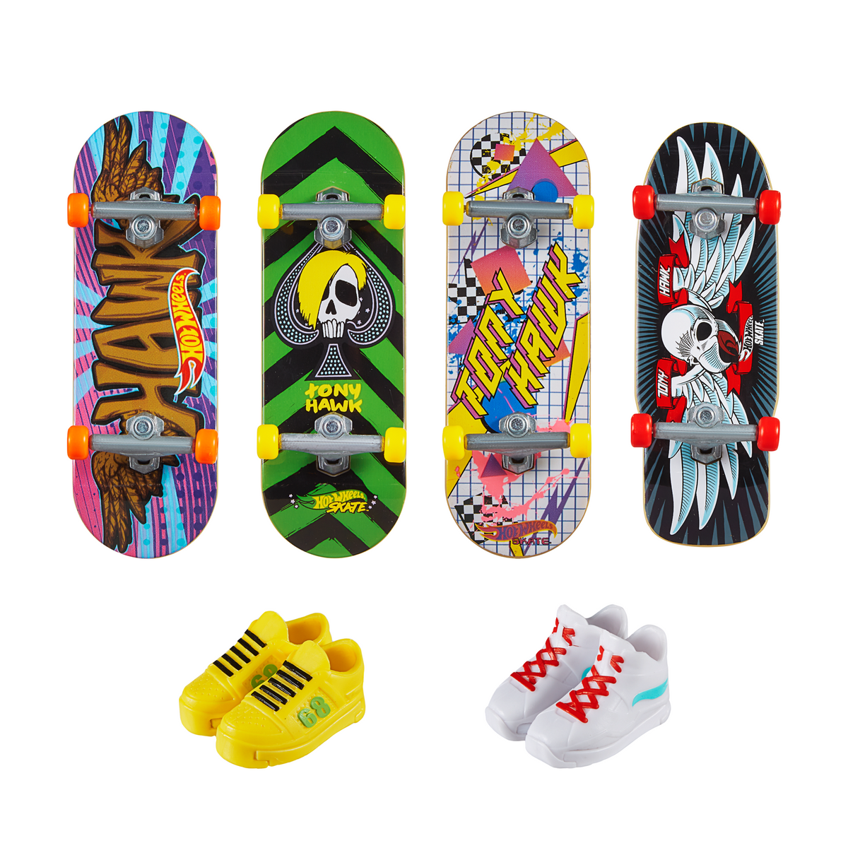 Hot Wheels Skate Veículo de Brinquedo Pacote de Skateboards com Tênis Variado