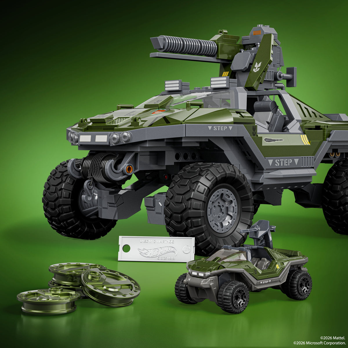 Mattel Brick Shop Hot Wheels Elite Halo® UNSC M12 Warthog, Juguete de Construcción con Detalles Auténticos y Personalización (935 piezas) para Adultos Coleccionistas